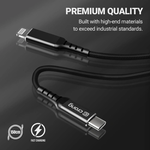 Kup Kabel Crong Armor Link USB-C/Lightning MFi 150cm (černý) - CRG349 - {ean13} - Sklep Home Screen