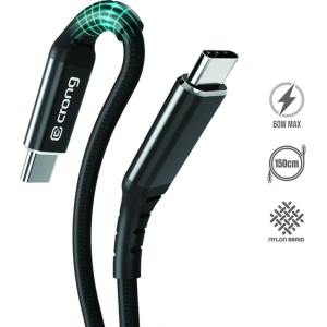 Kábel Crong Armor Link USB-C/USB-C 60W 150cm (fekete)