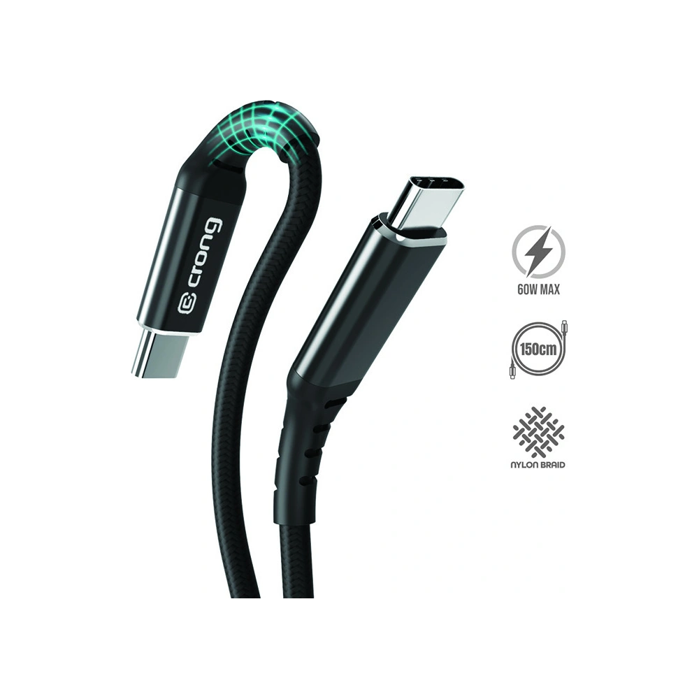 Kabel Crong Armor Link USB-C/USB-C 60W 150cm (czarny)