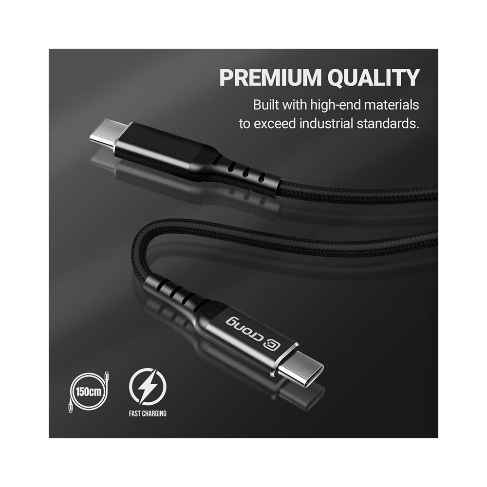 Kabel Crong Armor Link USB-C/USB-C 60W 150cm (czarny)