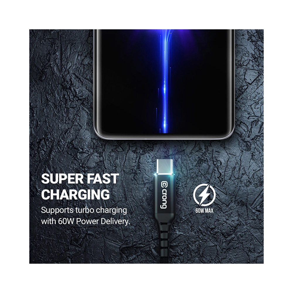 Kabel Crong Armor Link USB-C/USB-C 60W 150cm (czarny)