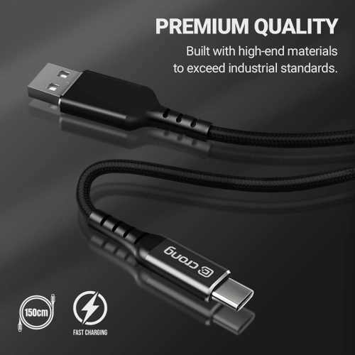 Kup Kabel Crong Armor Link USB-A/USB-C 60W 150cm (czarny) - CRG351 - {ean13} - Sklep Home Screen
