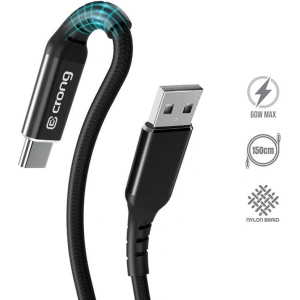 Kabel Crong Armor Link USB-A/USB-C 60W 150cm (černý)