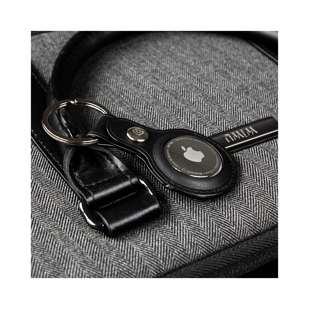 Brelok Crong Leather Case with Key Ring Apple AirTag (czarny)