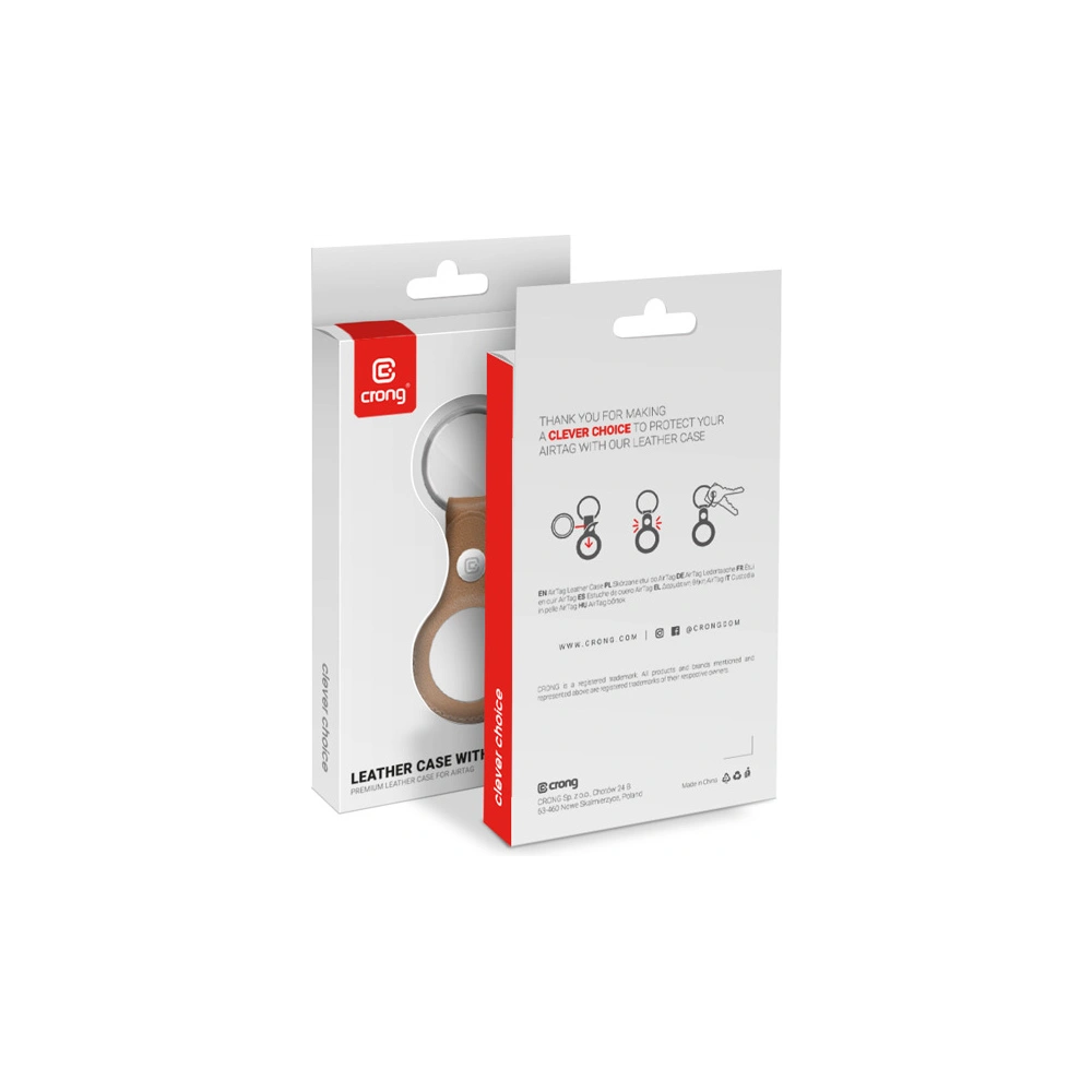Brelok Crong Leather Case with Key Ring Apple AirTag (brązowy)