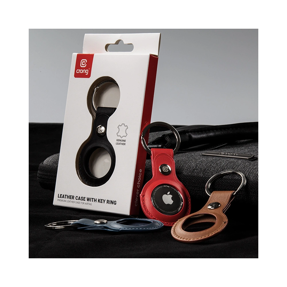Brelok Crong Leather Case with Key Ring Apple AirTag (brązowy)