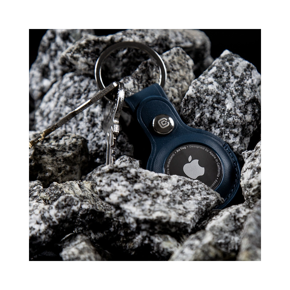 Brelok Crong Leather Case with Key Ring Apple AirTag (granatowy)