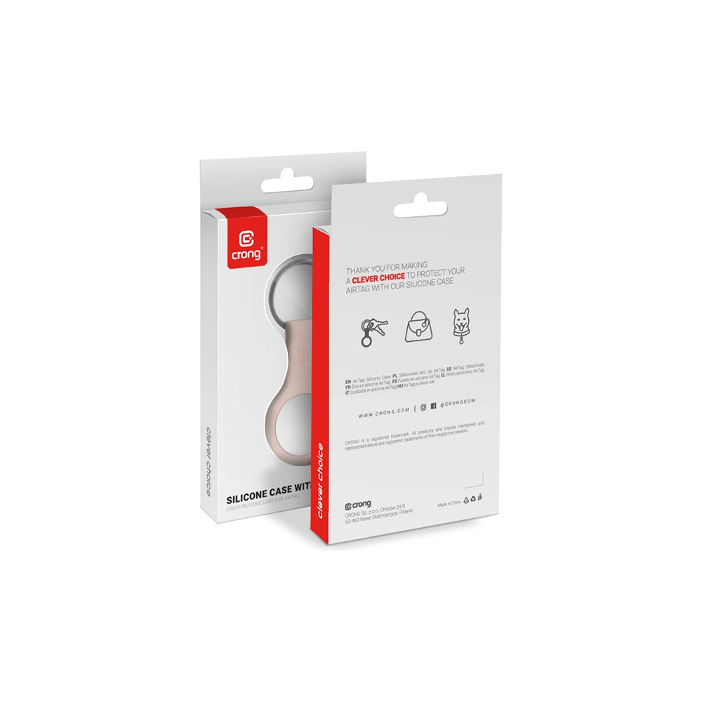 Brelok Crong Silicone Case with Key Ring Apple AirTag (piaskowy róż)