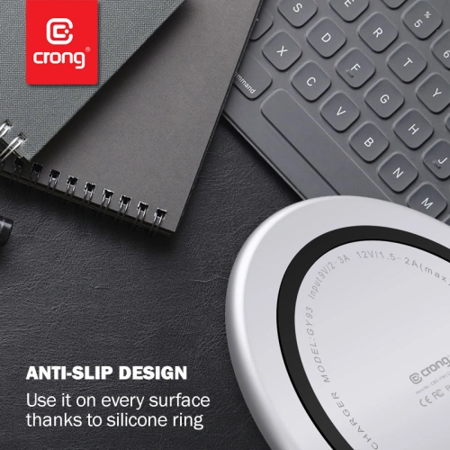 Buy Crong PowerSpot Fast Wireless Charger Qi 15W USB-C (Shadow Black) - CRG364 - {ean13} - Home Screen Store Europe