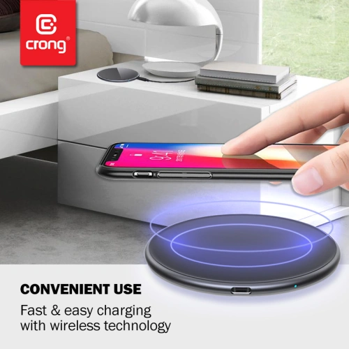 Buy Crong PowerSpot Fast Wireless Charger Qi 15W USB-C (Shadow Black) - CRG364 - {ean13} - Home Screen Store Europe