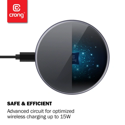 Buy Crong PowerSpot Fast Wireless Charger Qi 15W USB-C (Shadow Black) - CRG364 - {ean13} - Home Screen Store Europe