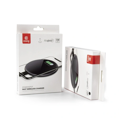 Kup Kabelloses Ladegerät Crong PowerSpot Fast Wireless Charger Qi 15W USB-C (Shadow Black) - CRG364 - {ean13} - Sklep Home Screen
