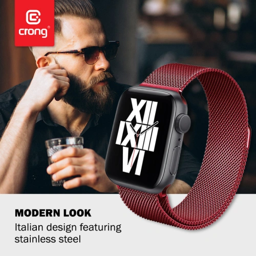 Kup Armbanduhr Crong Milano Steel Apple Watch 4/5/6/7/SE/8/9 40/41mm (rot) - CRG368 - {ean13} - Sklep Home Screen