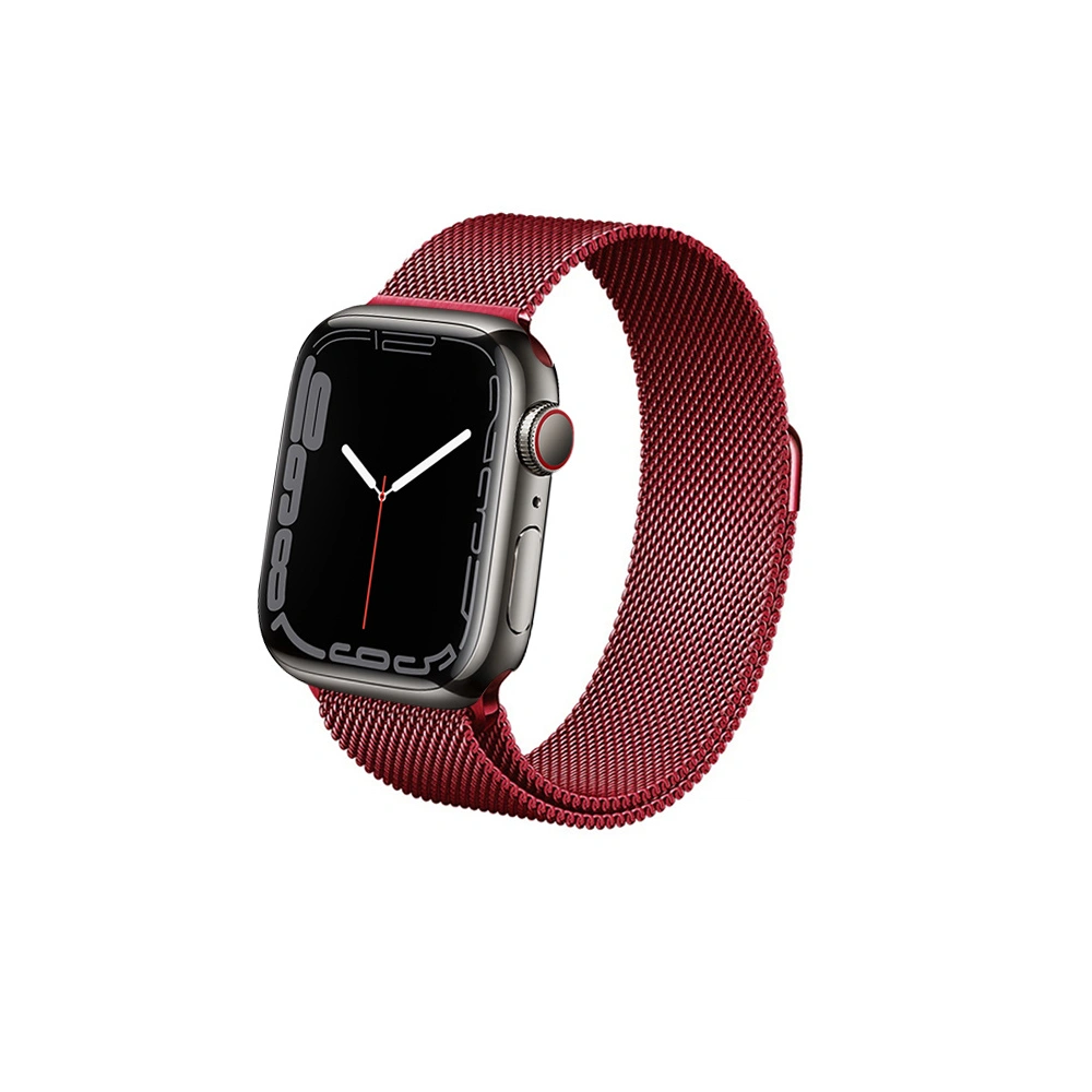 Bransoleta Crong Milano Steel Apple Watch 4/5/6/7/SE/8/9 40/41mm (czerwony)