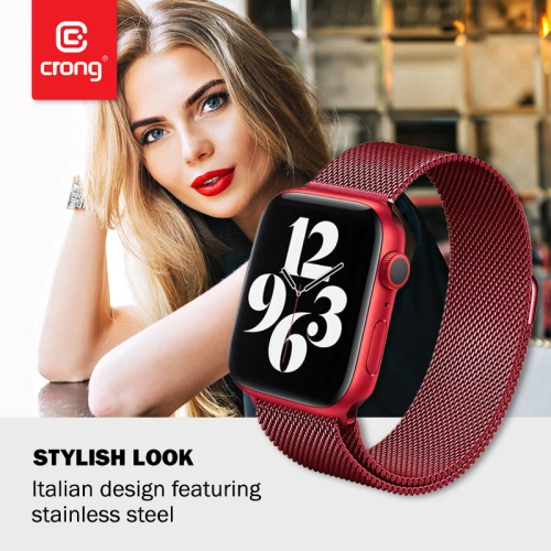 Kup Armbanduhr Crong Milano Steel Apple Watch 4/5/6/7/SE/8/9 40/41mm (rot) - CRG368 - {ean13} - Sklep Home Screen