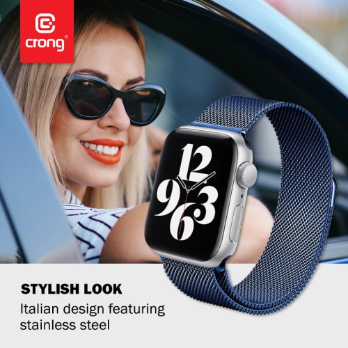 Kup Bransoleta Crong Milano Steel Apple Watch 4/5/6/7/SE/8/9 40/41mm (námořnická modř) - CRG369 - {ean13} - Sklep Home Screen