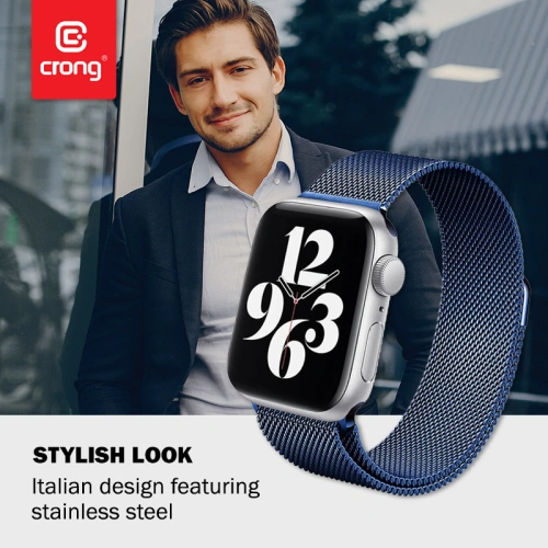 Kup Bransoleta Crong Milano Steel Apple Watch 4/5/6/7/SE/8/9 40/41mm (námořnická modř) - CRG369 - {ean13} - Sklep Home Screen