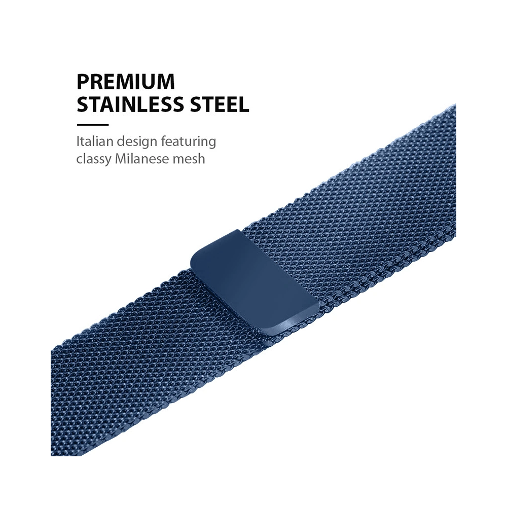 Bransoleta Crong Milano Steel Apple Watch 4/5/6/7/SE/8/9/Ultra 44/45/49mm (granatowy)