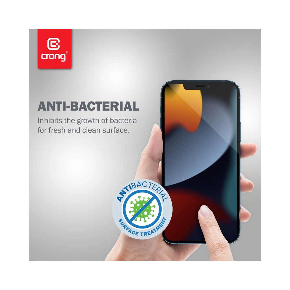 Szkło hartowane Crong Anti-Bacterial 3D Armour Glass Apple iPhone 13 mini + ramka instalacyjna