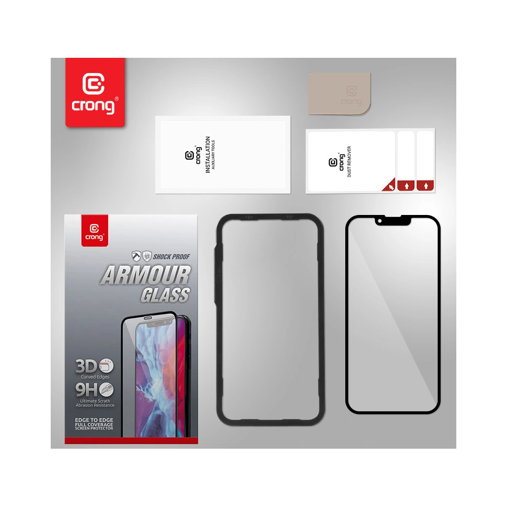 Szkło hartowane Crong Anti-Bacterial 3D Armour Glass Apple iPhone 13 mini + ramka instalacyjna
