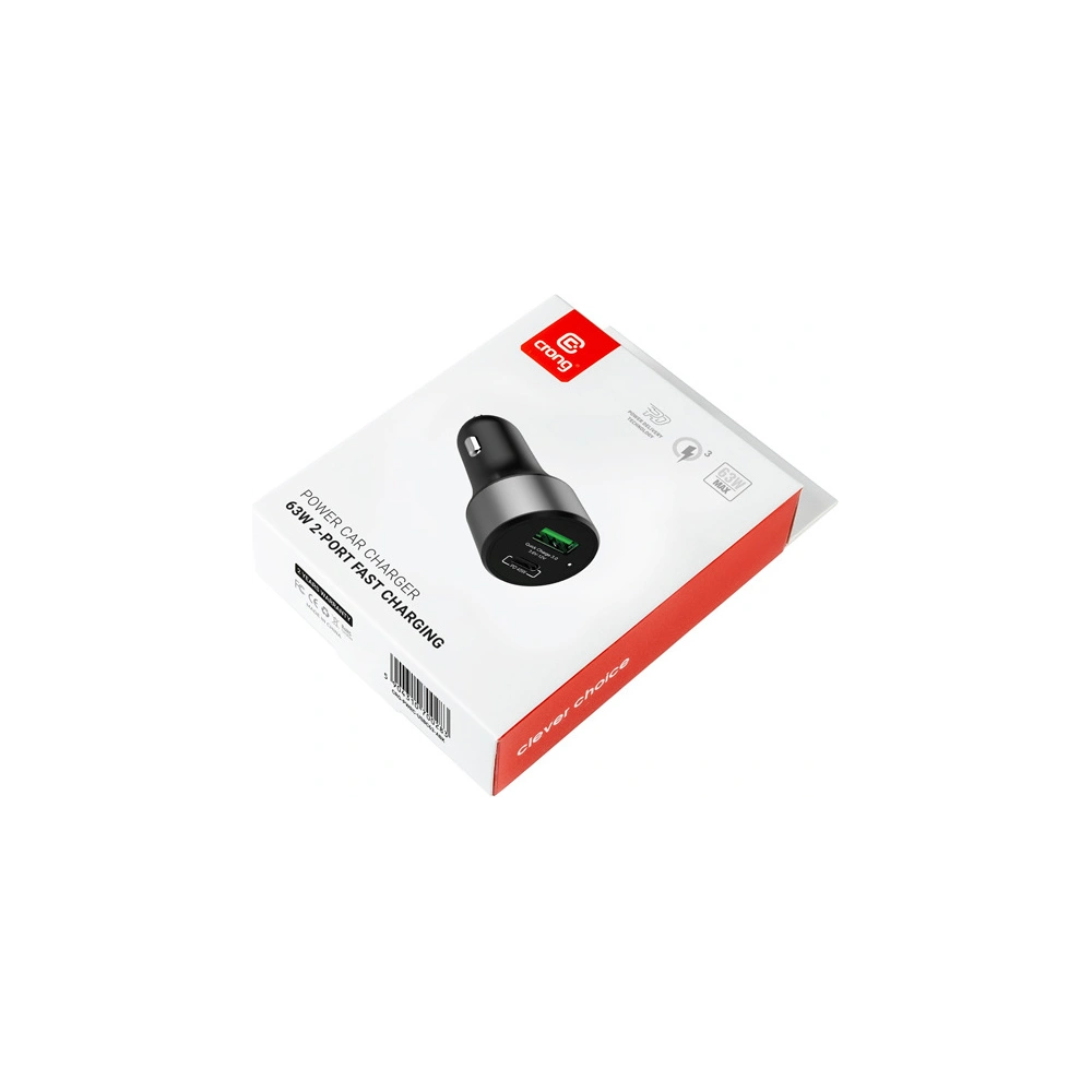 Ładowarka samochodowa Crong Power Car Charger 63W USB-C PD 45W + USB QC 3.0 18W (czarny)