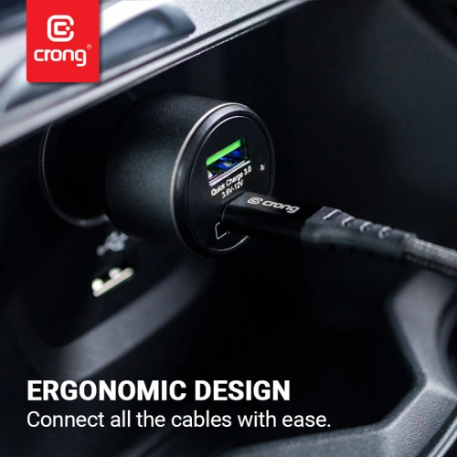 Kup Automobilní nabíječka Crong Power Car Charger 63W USB-C PD 45W + USB QC 3.0 18W (černá) - CRG430 - {ean13} - Sklep Home Screen