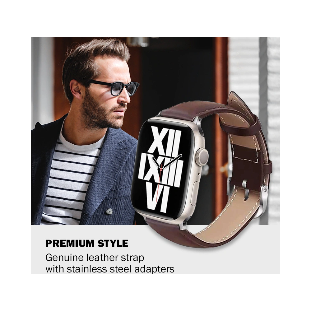 Pasek Crong Noble Band Apple Watch 4/5/6/7/SE/8/9/10 40/41/42mm (Espresso)