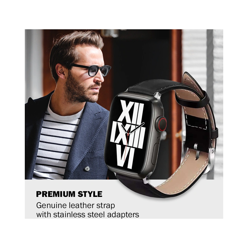 Pasek Crong Noble Band Apple Watch 4/5/6/7/SE/8/9/10 40/41/42mm (Black Noir)