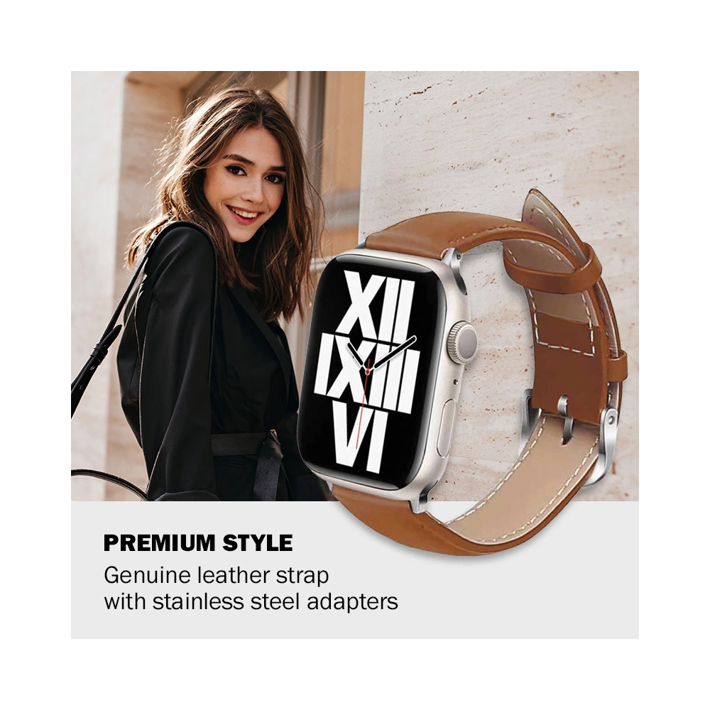 Pasek Crong Noble Band Apple Watch 4/5/6/7/SE/8/9/Ultra 44/45/49mm (Mokka)