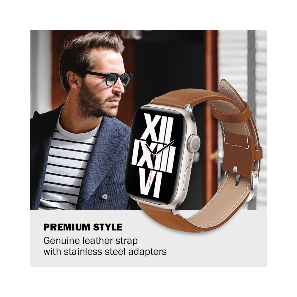 Pasek Crong Noble Band Apple Watch 4/5/6/7/SE/8/9/Ultra 44/45/49mm (Mokka)