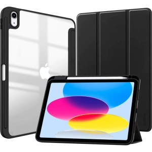 Etui Crong PrimeFolio Apple iPad 10.9 2022 (10. generacji) Pencil charger (czarny/przezroczysty)