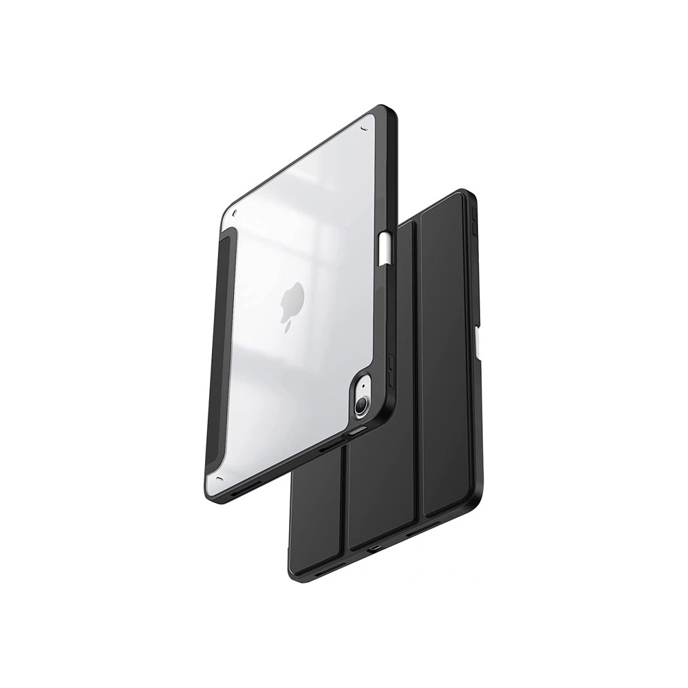 Etui Crong PrimeFolio Apple iPad 10.9 2022 (10. generacji) Pencil charger (czarny/przezroczysty)