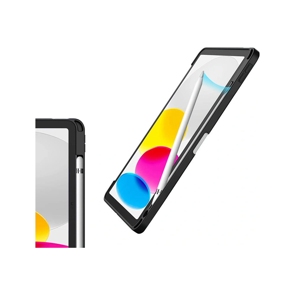 Etui Crong PrimeFolio Apple iPad 10.9 2022 (10. generacji) Pencil charger (czarny/przezroczysty)