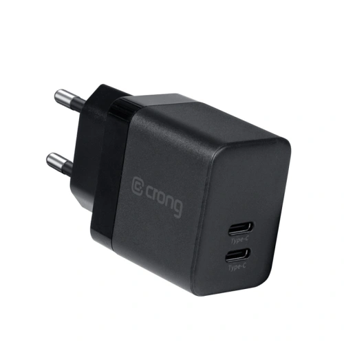 Kup Ładowarka sieciowa Crong Utra Compact GaN 35W PD 3.0 2x USB-C (czarny) - CRG558 - {ean13} - Sklep Home Screen