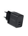 Încărcător de rețea Crong Ultra Compact GaN 35W PD 3.0 2x USB-C (negru)