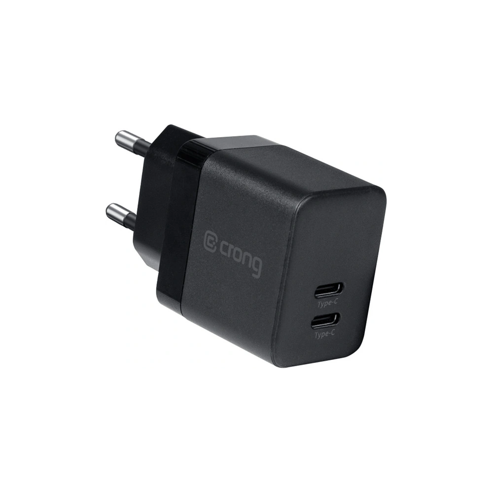 Ładowarka sieciowa Crong Utra Compact GaN 35W PD 3.0 2x USB-C (czarny)