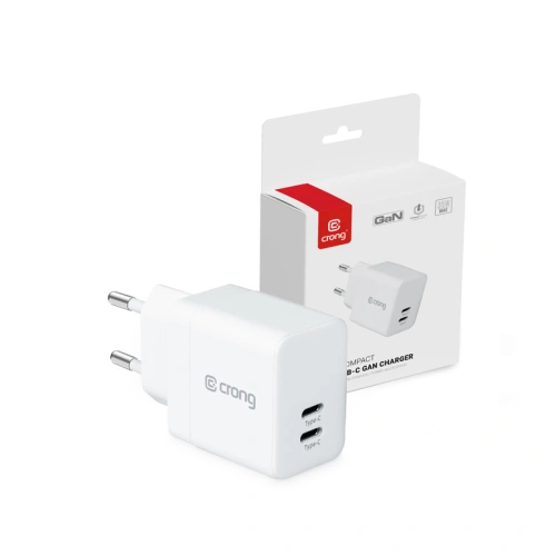 Kup Încărcătorul de rețea Crong Ultra Compact GaN 35W PD 3.0 2x USB-C (alb) - CRG559 - {ean13} - Sklep Home Screen