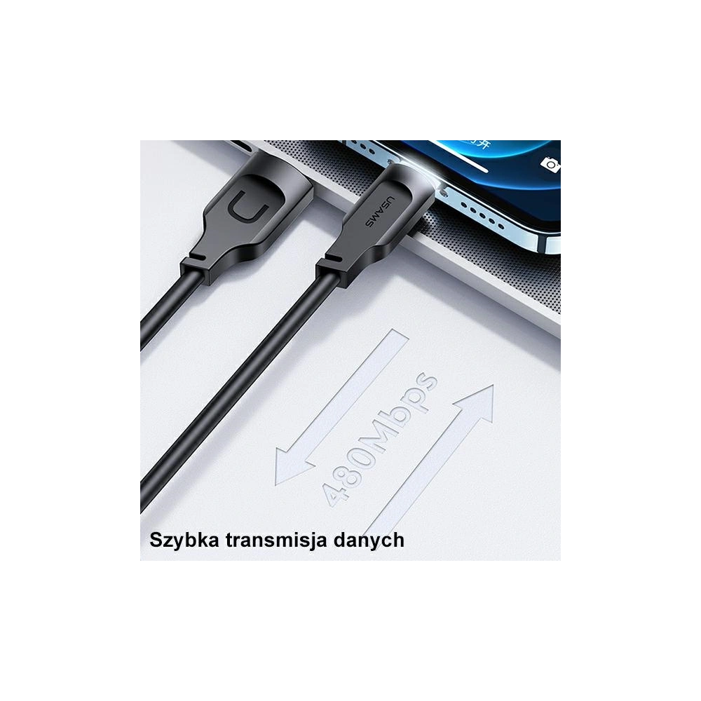 Kabel USAMS Lithe Series USB/Lightning Fast Charging 2,4A 1,2m czarny/black (US-SJ565)