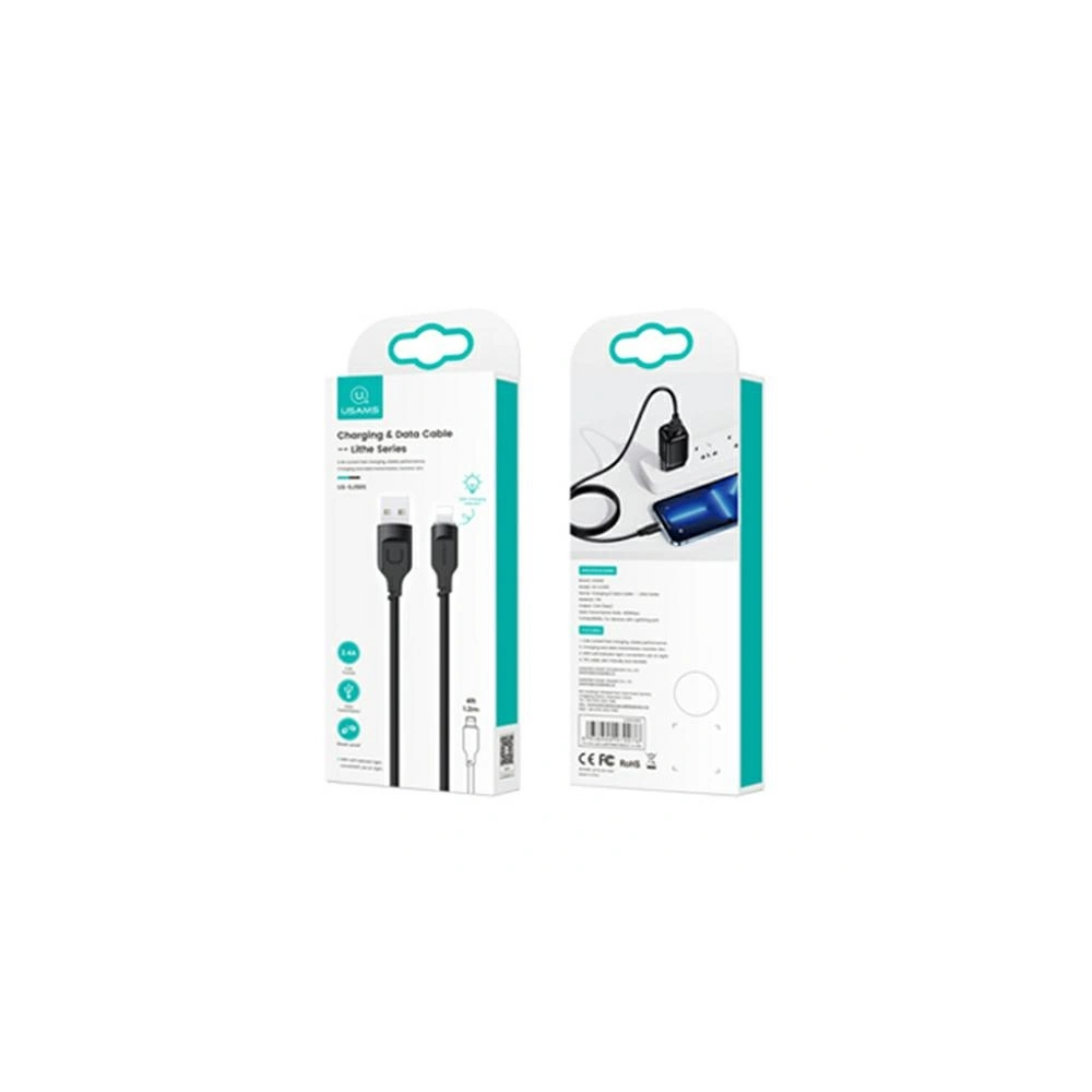 Kabel USAMS Lithe Series USB/Lightning Fast Charging 2,4A 1,2m czarny/black (US-SJ565)