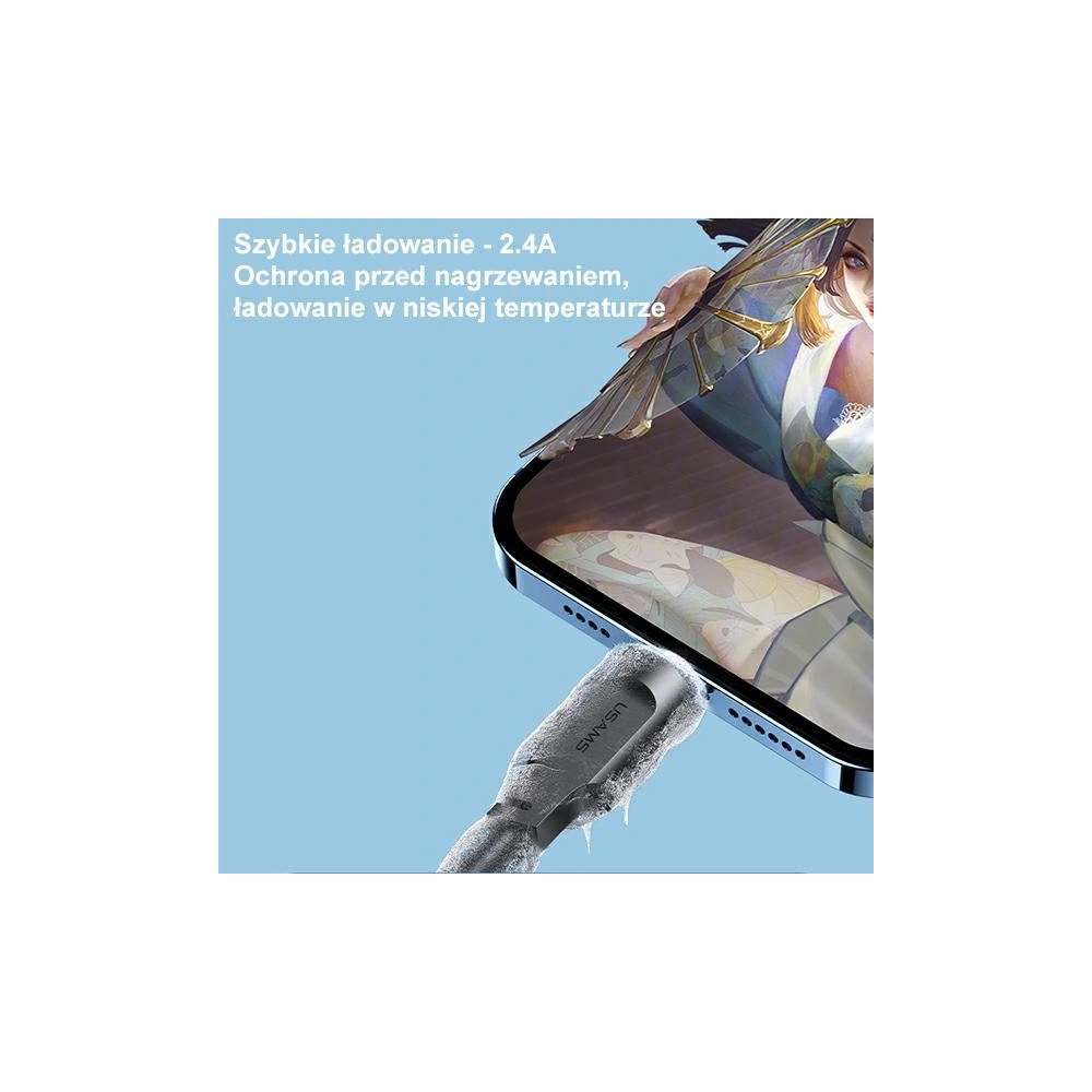 Kabel USAMS Lithe Series USB/Lightning Fast Charging 2,4A 1,2m purpurowy/purple (US-SJ565)