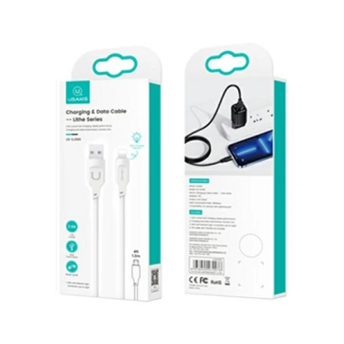 Kup Cablul USAMS Lithe Series USB/Lightning Încărcare Rapidă 2,4A 1,2m alb/white (US-SJ565) - USA840 - {ean13} - Sklep Home Screen