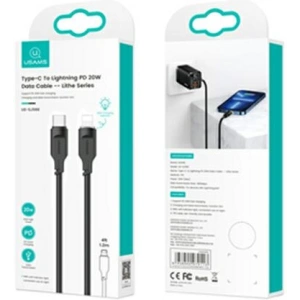 USAMS Lithe Series USB-C/Lightning PD Schnelllade-Kabel 1,2m 20W schwarz (US-SJ566)