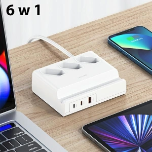 Kup Napájecí lišta USAMS USB prodlužovací zásuvka 65W Super Si rychlé nabíjení bílá/white CC160TC01 (US-CC160) - USA853 - {ean13} - Sklep Home Screen
