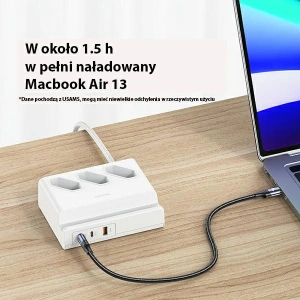 Kup Napájecí lišta USAMS USB prodlužovací zásuvka 65W Super Si rychlé nabíjení bílá/white CC160TC01 (US-CC160) - USA853 - {ean13} - Sklep Home Screen