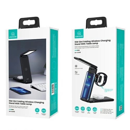 Kup Încărcător wireless USAMS cu lampă 3 în 1 15W negru/black CD181WXC01 (US-CD181) - USA854 - {ean13} - Sklep Home Screen