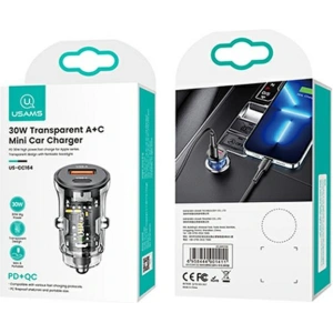 Kup Ładowarka samochodowa USAMS C32 1xUSB+1xUSB-C 30W Fast Charge czarny/black (US-CC164) - USA855 - {ean13} - Sklep Home Screen