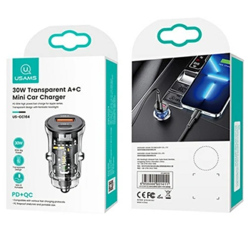 Kup Ładowarka samochodowa USAMS C32 1xUSB+1xUSB-C 30W Fast Charge czarny/black (US-CC164) - USA855 - {ean13} - Sklep Home Screen