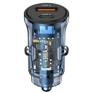 Kup Ładowarka samochodowa USAMS C32 1xUSB+1xUSB-C 30W Fast Charge niebieski/blue (US-CC164) - USA856 - {ean13} - Sklep Home Screen