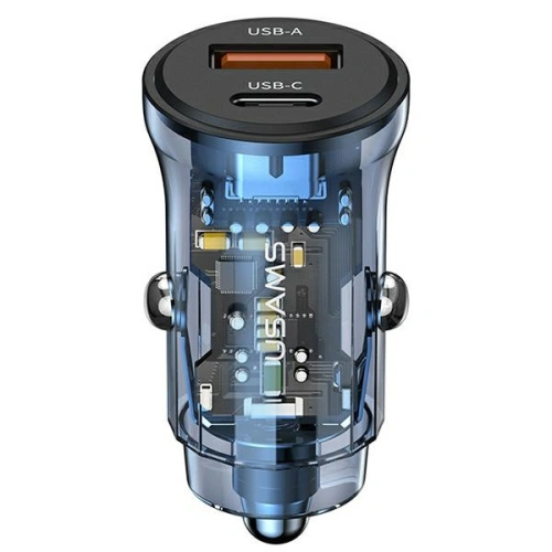 Kup Încărcător auto USAMS C32 1xUSB+1xUSB-C 30W Încărcare rapidă albastru (US-CC164) - USA856 - {ean13} - Sklep Home Screen