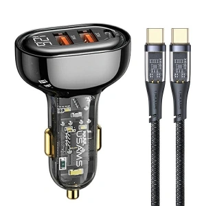 Kup Ładowarka samochodowa USAMS 2xUSB+1xUSB-C 80W Fast Charge + kabel USB-C/USB-C BXLACCTC01 - USA857 - {ean13} - Sklep Home Screen